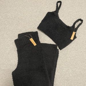 Skims Black Cozy Collection Pants & Bralette